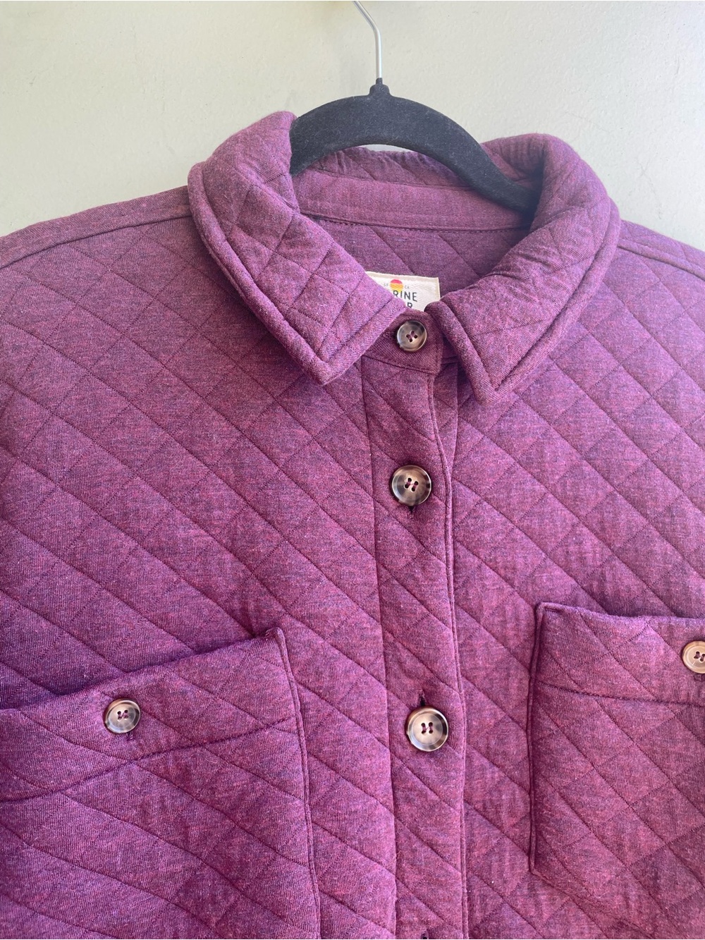 Marine Layer Corbet Quilted Shirt Jacket in Deep Plum Size Large - Picture 6 of 16